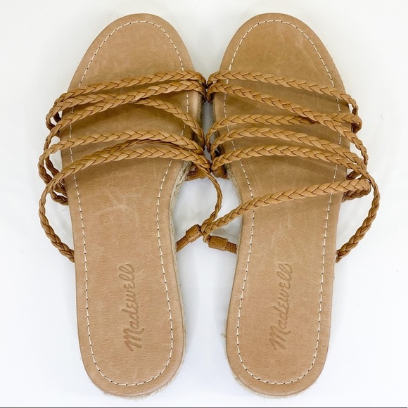 𝅺MADEWELL Tan Leather Strappy The Kathryn Espadrille Slide Sandal size 8 - Picture 2 of 8